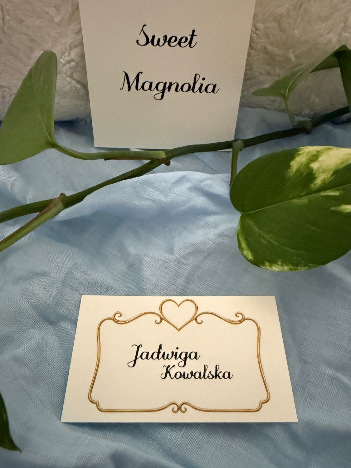 Winietka weselna nierozkładana z ozdobną ramką i sercem – Sweet Magnolia