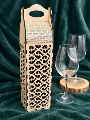 Drewniana ażurowa torba na wino – Winny Ornament