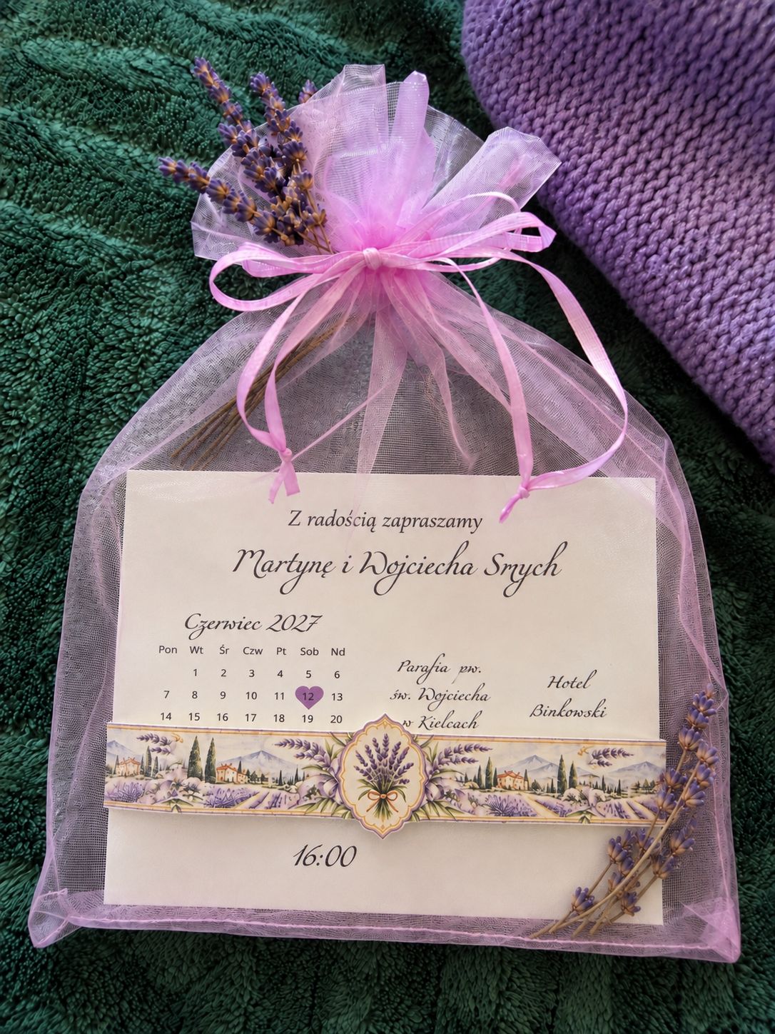 Zaproszenie ślubne Lavender Bloom - minimalistyczne