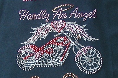 Hardly an Angel --Sm. Wings & Heart over Bike