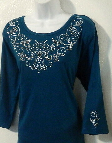 Vintage neckline AB & Pearl studs   - 3 pieces  design embellished  sleeves