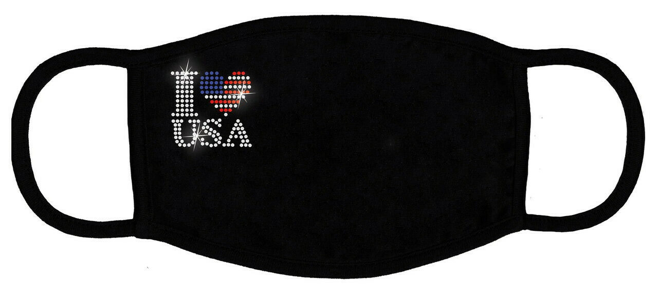 I heart USA (small design on mask)