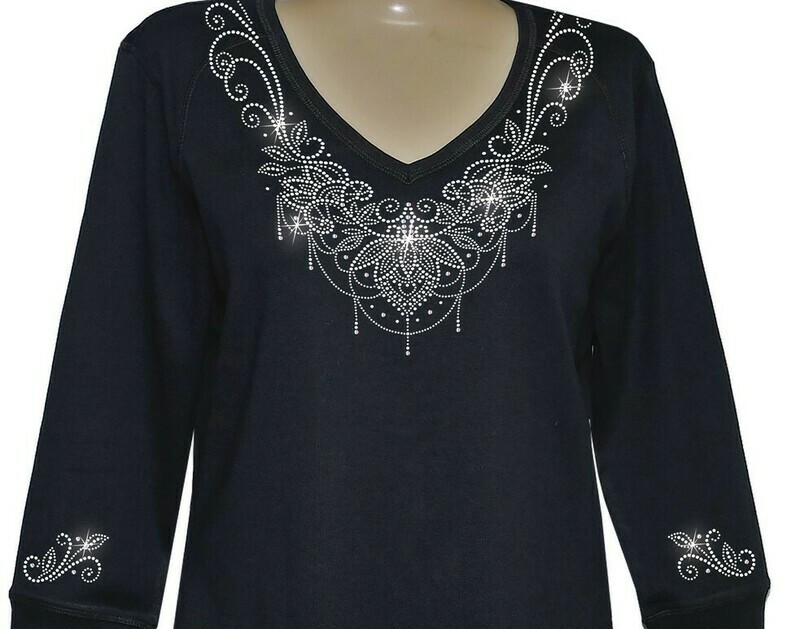 AVA Neckline w Embellished Sleeves