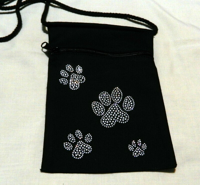 PAWS &  MORE PAWS 
Zipperd Embellished Pouch -Black only