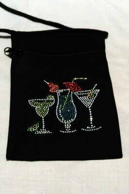 BEACHY COCKTAILS 
Zipperd Embellished Pouch -Black only