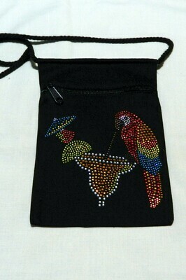 PARROT W COCKTAIL
Zipperd Embellished Pouch -Black only