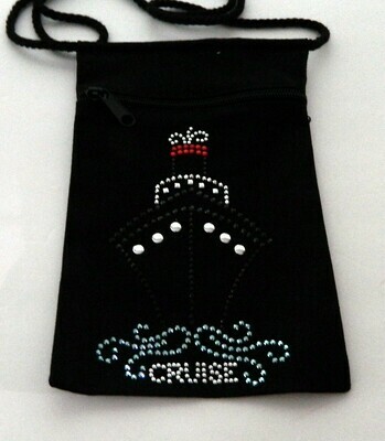 CRUISE SHIP 
Zipperd Embellished Pouch -Black only