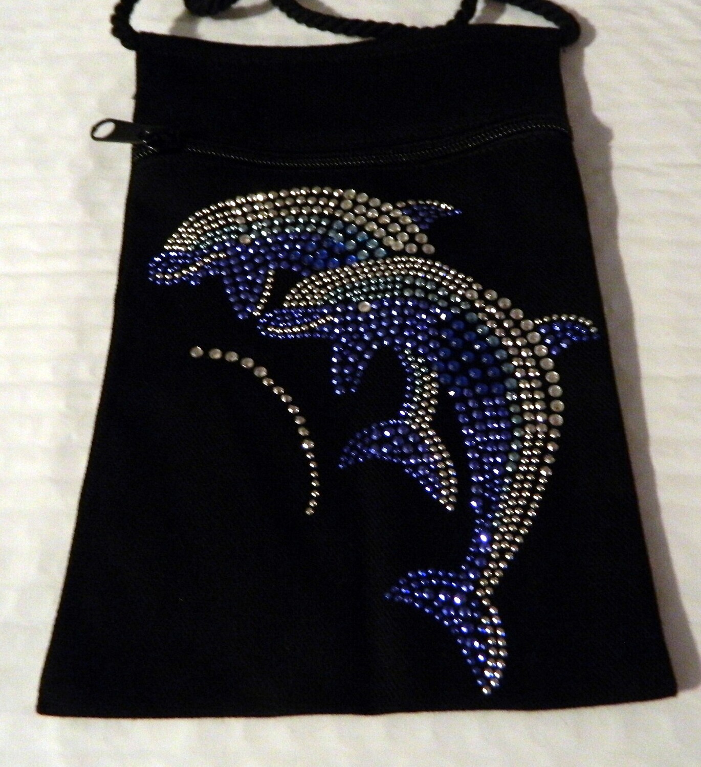 DOUBLE DOLPHINS
Zippered Embellished Pouch