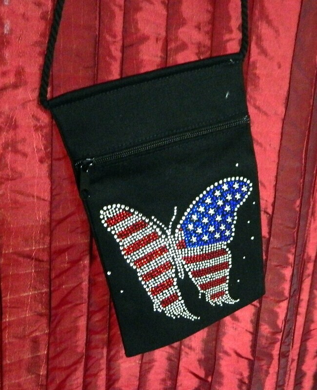 USA BUTTERFLY  Zippered Embellished Pouch