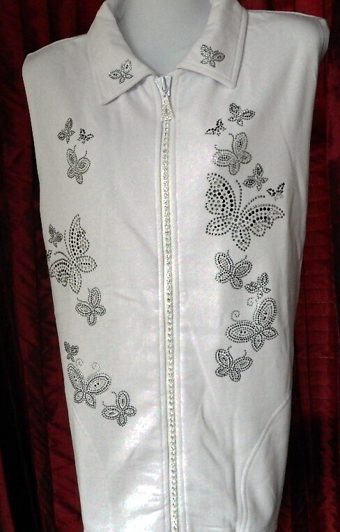 Crstal Zippered Vest  w Black Butterflies