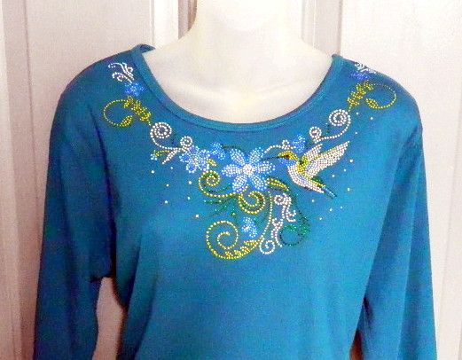 HUMMINGBIRD  w Flowers (Round neckline)