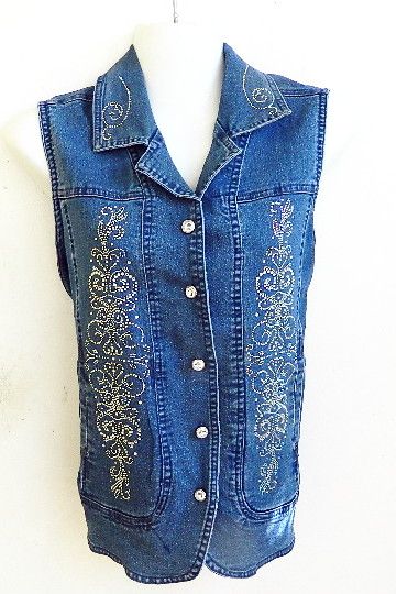 Denim Vest - Curved Hemline (AB Vintage Panels)