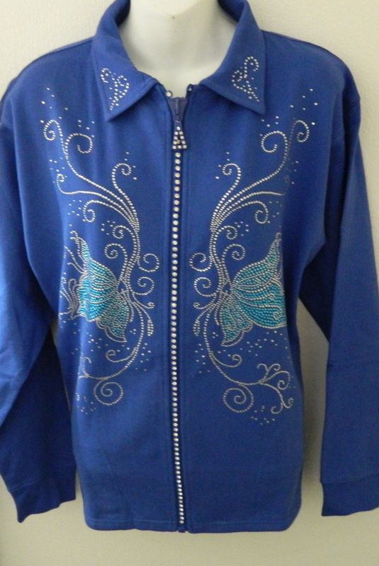 Cardigan Royal Blue w Blue Butterfly Panels