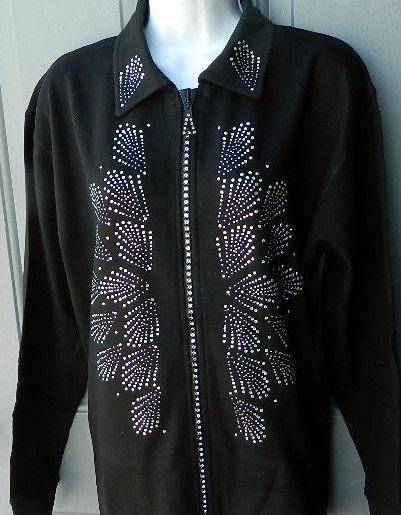 Crystal Zipper Cardigan w AB FAN Design Panels
