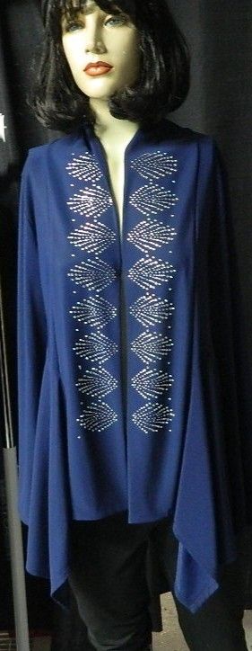 Draped Wrap Jacket w  AB & Silver Fan Design Panels