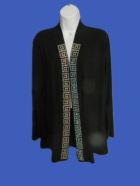Draped Wrap Jacket w AB Stones Greek Lettering Design
