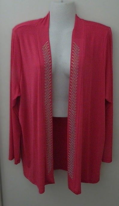 Draped Wrap Jacket w AB Stones HOT PINK