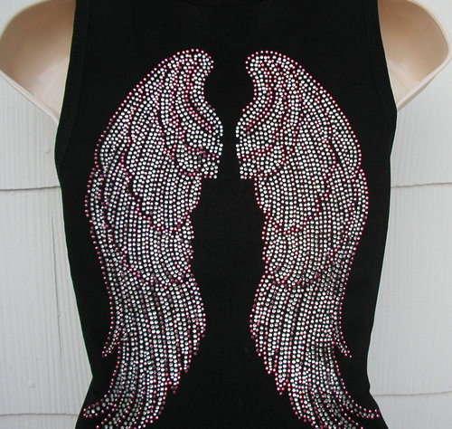 Angel Wings  - -LARGE - Pink & Clear