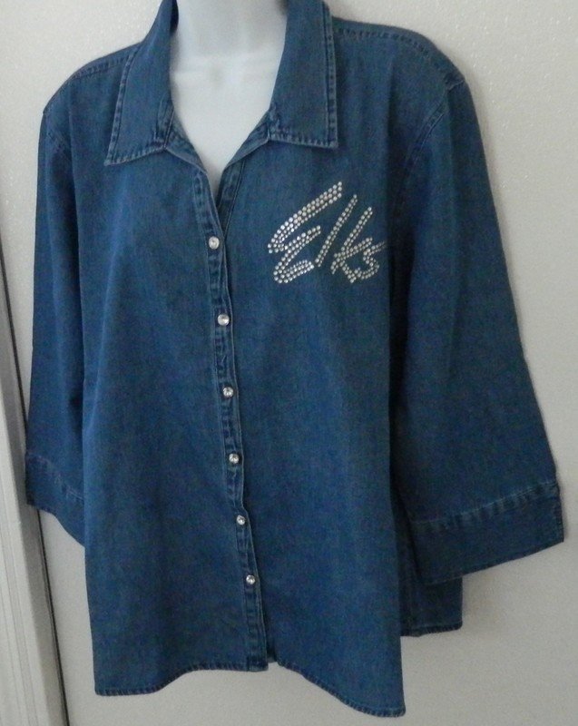 ELKS     DENIM OVERBLOUSE/ CRYSAL BUTTONS