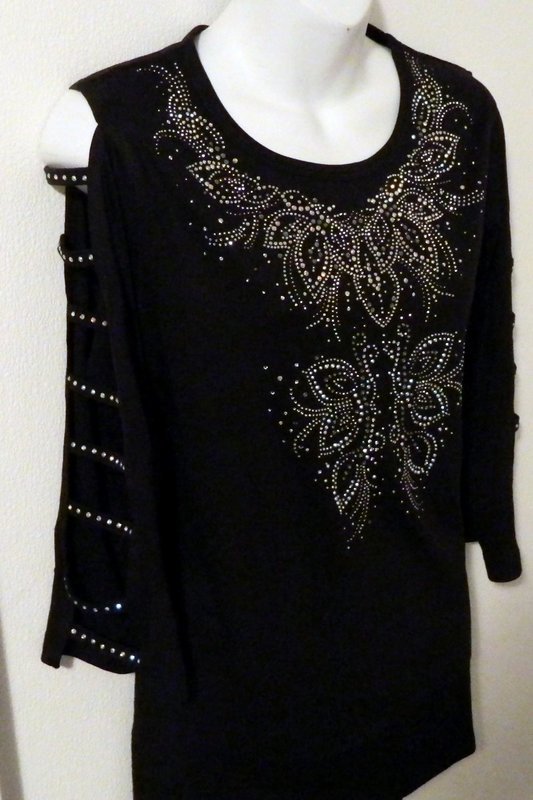 Tunic with Panel Design -  Ladder Sleeve/ Round Neckline