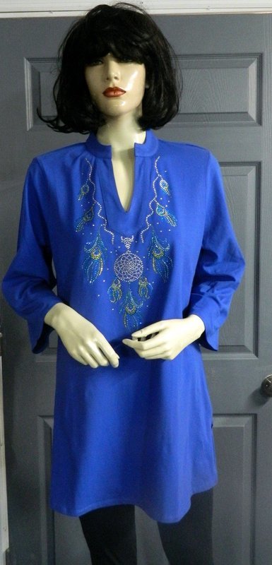 Dream Catcher w Peacock Feather on Royal Blue