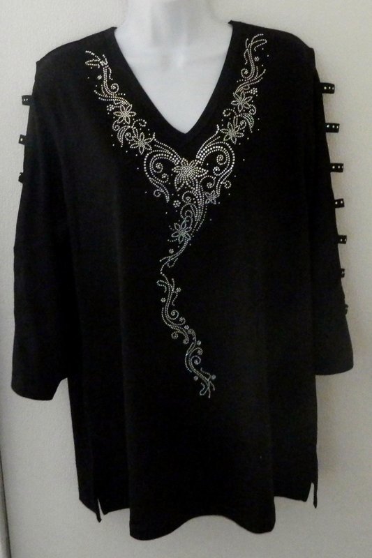 Flower & Swirl Design w Embellished Ladder Sleeves