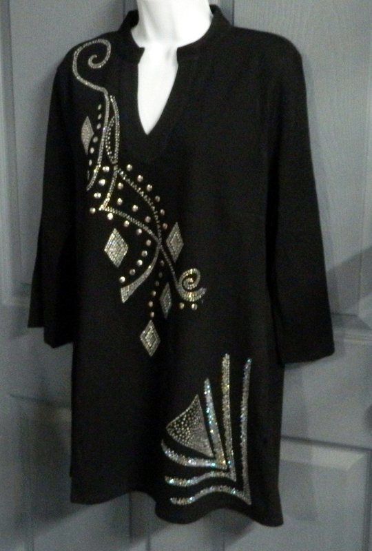 Tunic -   Mandarin Collar  w Fancy AB diamond designs