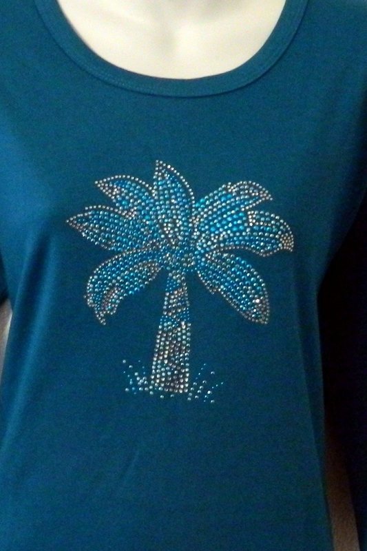 Palm Tree design -  Aqua on Teal