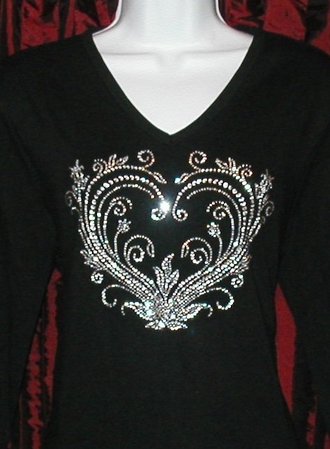 Valentine Ornate SILVER Rhinestones Heart