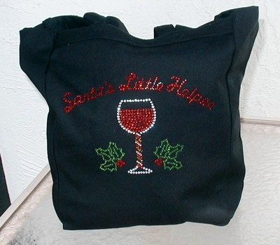 Christmas Wine Tote- Santa's Little Helper