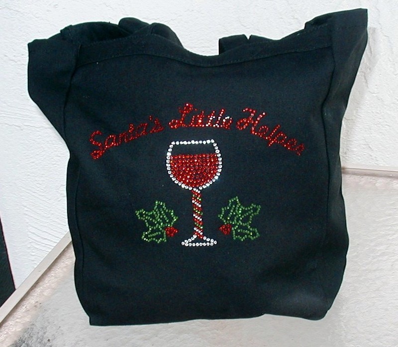 Christmas Wine Tote- Santa's Little Helper