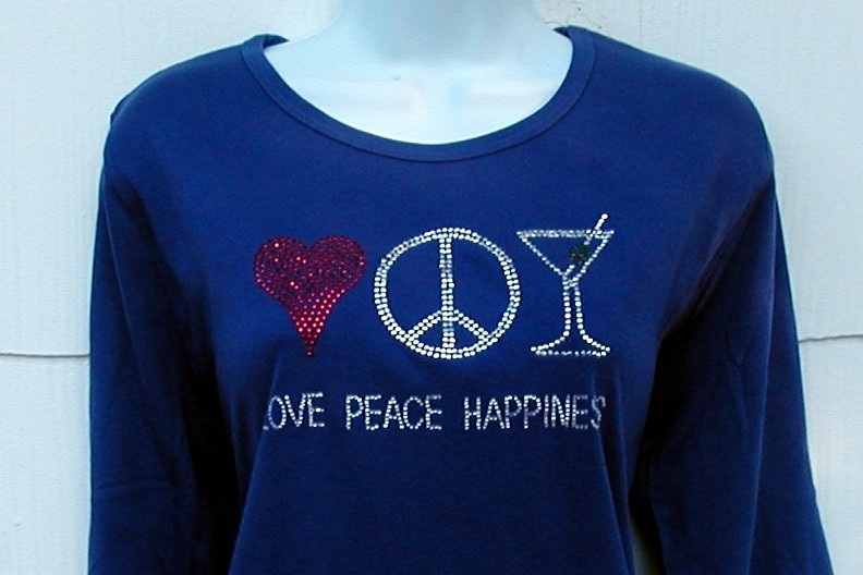Love, Peace & Happiness -heart,peace sign, martini