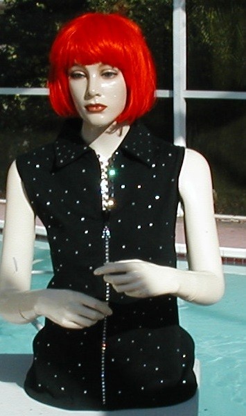 Crstal Zippered Vest  w Scattered Rhinestone Design