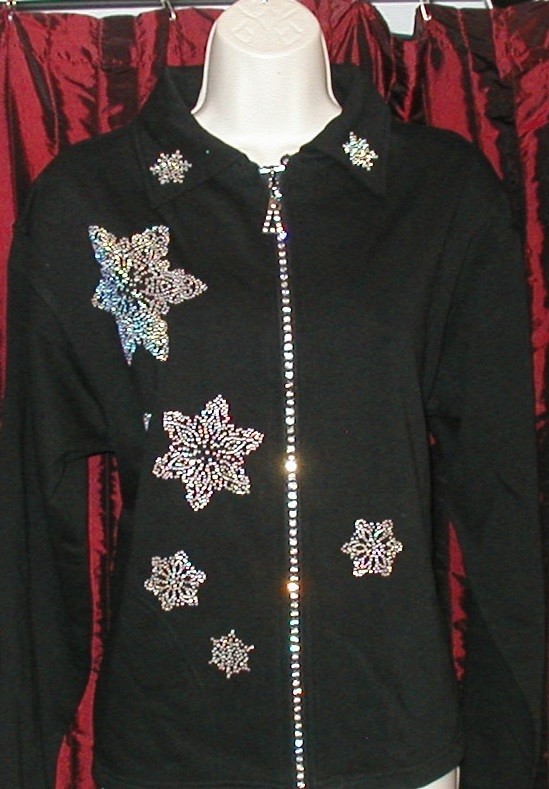 Christmas Snowflake Crystal Zippered Cardigan