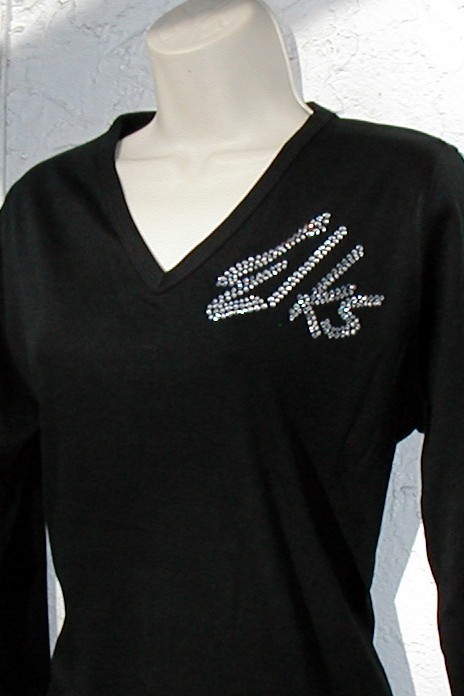 Elks V NECKLINE  (script  letters)