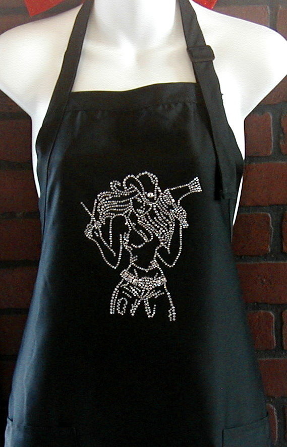 Cowgirl w Blow Dryer on apron (design also available on shirts)