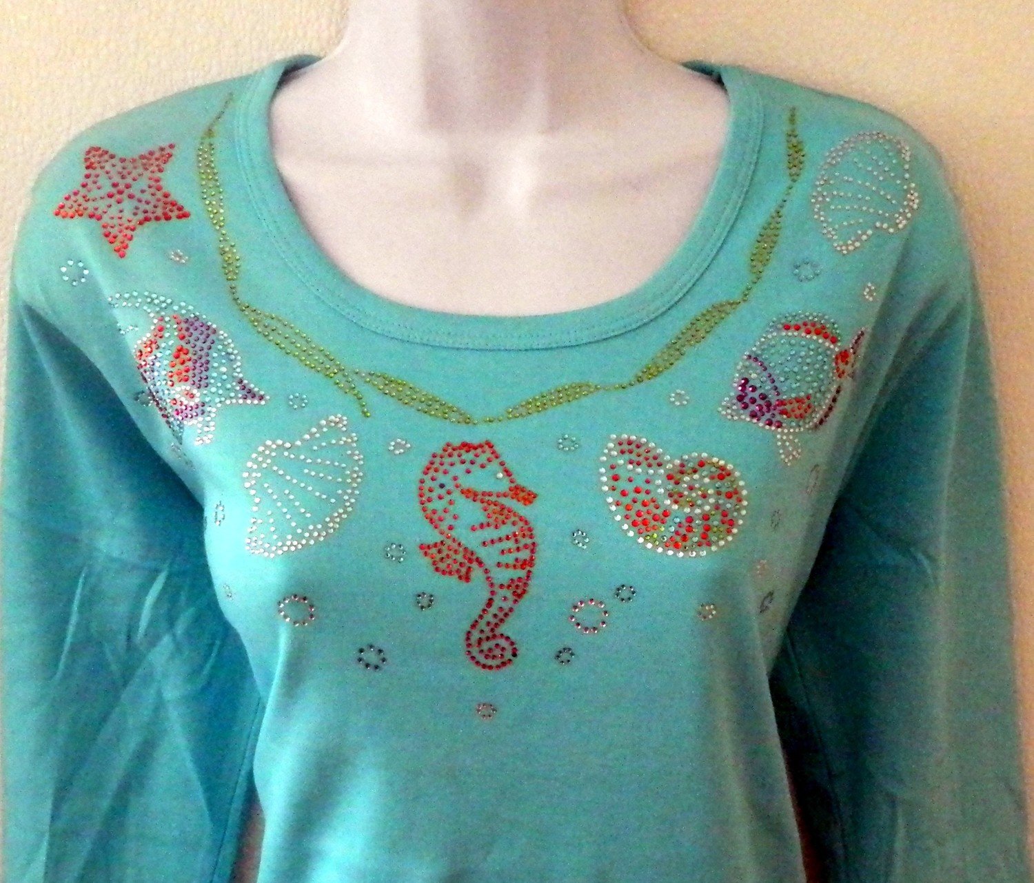 SEA LIFE   Round Neckline  - 3 pieces  design embellished sleeves