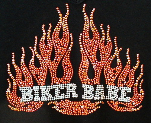 Biker Babe w Orange Flames Biker Babe w Orange Flames