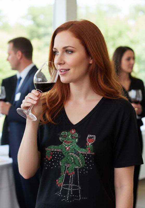 FROG - Sexy  Frog on Bar Stool w Wine