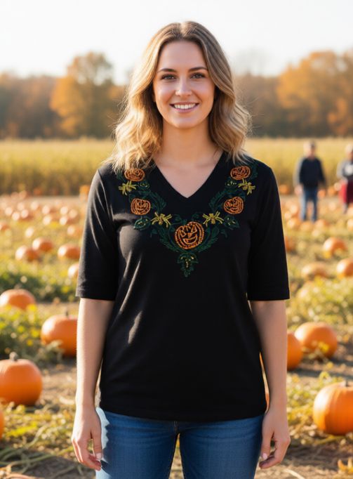 PUMPKIN   NECKLINE   ( V Neck)