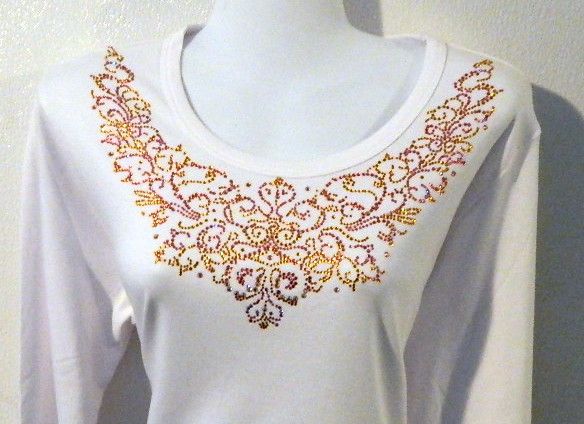 Orange AB Rhinestones Vintage Rd neckine Orange AB Rhinestones Vintage Rd neckine