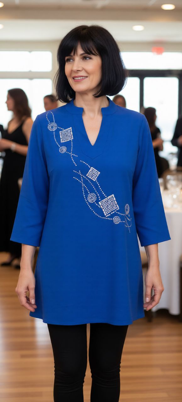 Tunic -   Mandarin Collar/abstract design