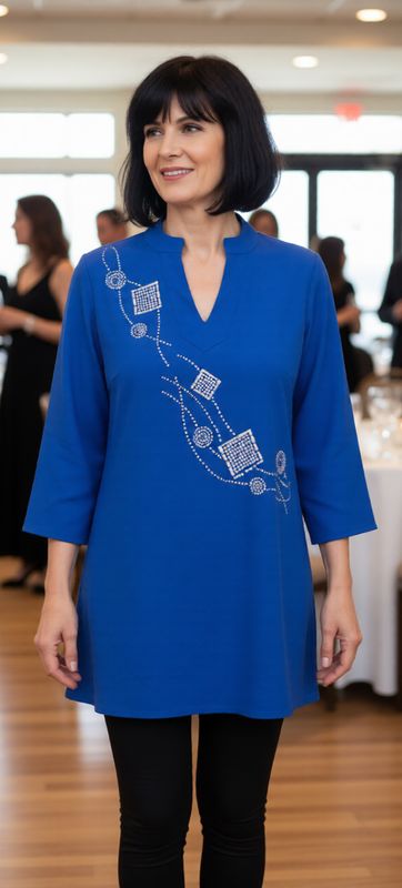 Tunic -   Mandarin Collar/abstract design