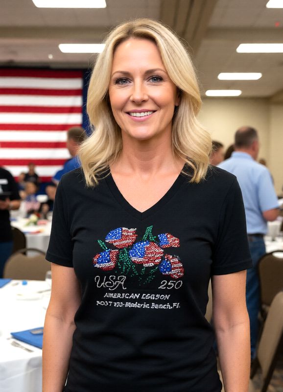 American Legion  Logo Shirt- 250 DESIGN w ROSES