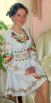 Вишиванка, сукня вишивана з квітами (Арт. 01326)