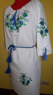 Вишиванка жіноча, сукня вишивана з квітами (Арт. 01539)