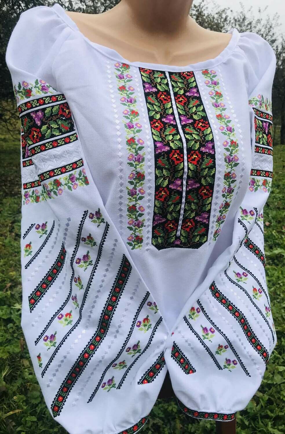 Вишиванка, жіноча вишивана блузка на домотканому полотні (Арт. 02466)