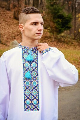 Вишиванка ручної роботи, чоловіча &quot;ТРИЗУБ&quot; (Арт. 00537)