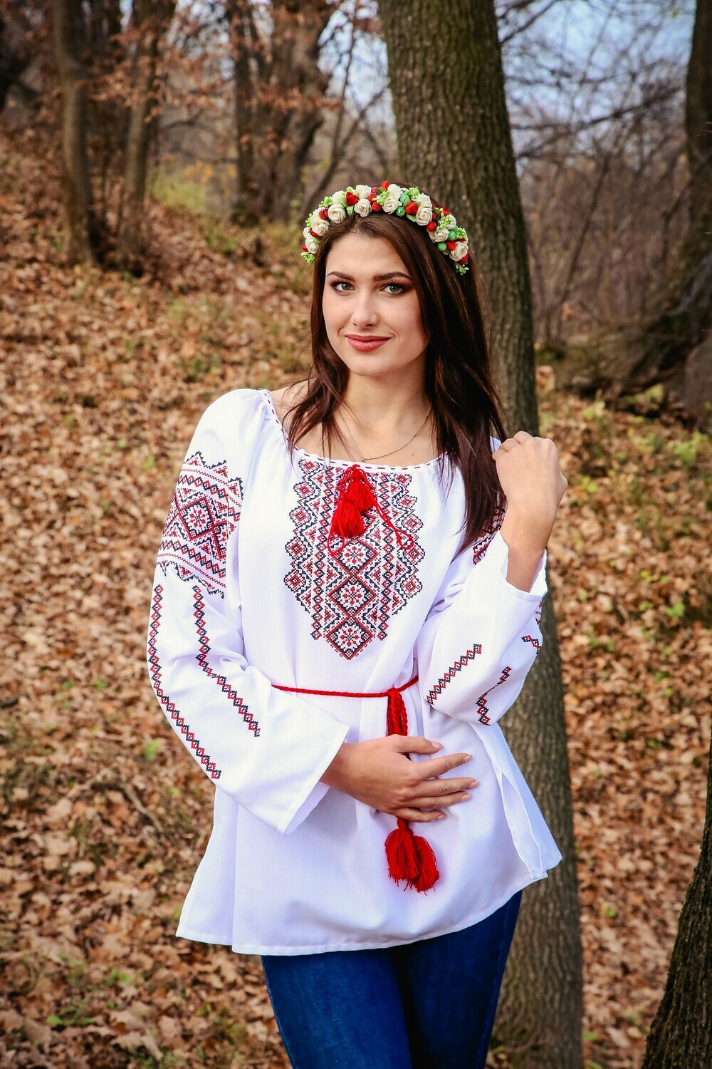 Вишиванка, жіноча вишивана блузка на домотканому полотні (Арт. 00580)