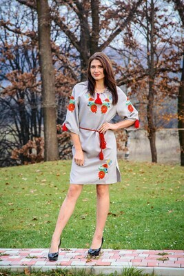 Вишиванка, сукня вишивана з квітами (Арт. 00365)